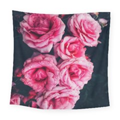 Pink Roses Ii Square Tapestry (large) by okhismakingart