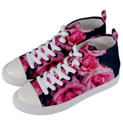 Pink Roses Ii Women s Mid-top Canvas Sneakers by okhismakingart
