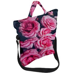 Pink Roses Ii Fold Over Handle Tote Bag by okhismakingart