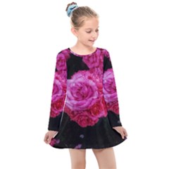 Bunches Of Roses (close Up) Kids  Long Sleeve Dress