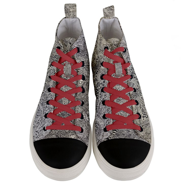 Zentangle Bird Men s Mid-Top Canvas Sneakers