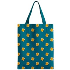 Toast With Cheese Pattern Turquoise Green Background Retro Funny Food Zipper Classic Tote Bag by genx