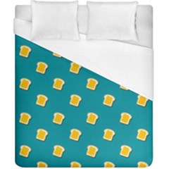 Toast With Cheese Pattern Turquoise Green Background Retro Funny Food Duvet Cover (california King Size) by genx