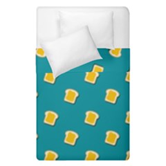 Toast With Cheese Pattern Turquoise Green Background Retro Funny Food Duvet Cover Double Side (single Size) by genx