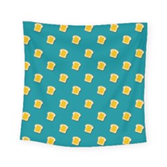 Toast With Cheese Pattern Turquoise Green Background Retro Funny Food Square Tapestry (small) by genx