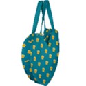 Toast With Cheese Pattern Turquoise Green Background Retro funny food Giant Heart Shaped Tote View4