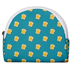 Toast With Cheese Pattern Turquoise Green Background Retro Funny Food Horseshoe Style Canvas Pouch by genx