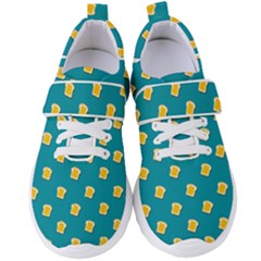 Toast With Cheese Pattern Turquoise Green Background Retro Funny Food Women s Velcro Strap Shoes by genx