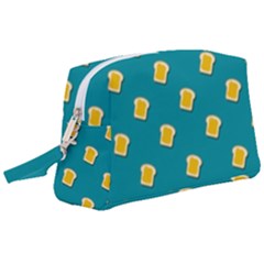 Toast With Cheese Pattern Turquoise Green Background Retro Funny Food Wristlet Pouch Bag (large) by genx