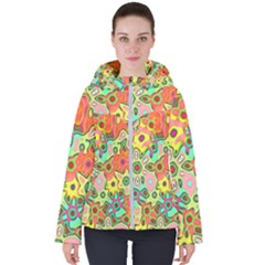 Colorful Shapes         Women s Hooded Puffer Jacket