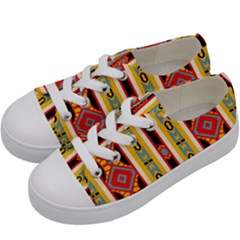 Rhombus And Stripes          Kids  Low Top Canvas Sneakers by LalyLauraFLM