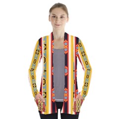 Rhombus And Stripes          Women s Open Front Pockets Cardigan