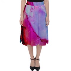 Red Purple Green Ink           Folding Skater Skirt by LalyLauraFLM