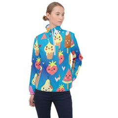 Cute Food Characters Clipart             Women Half Zip Windbreaker