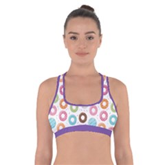 Donut Pattern With Funny Candies Cross Back Sports Bra by genx