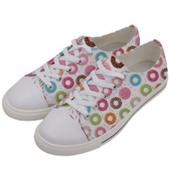 Donut Pattern With Funny Candies Men s Low Top Canvas Sneakers by genx