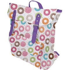 Donut Pattern With Funny Candies Buckle Up Backpack by genx