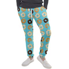 Donuts Pattern With Bites Bright Pastel Blue And Brown Men s Jogger Sweatpants by genx