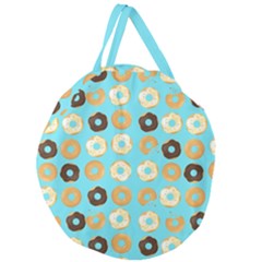 Donuts Pattern With Bites Bright Pastel Blue And Brown Giant Round Zipper Tote by genx