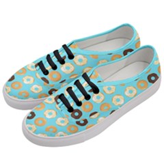 Donuts Pattern With Bites Bright Pastel Blue And Brown Women s Classic Low Top Sneakers by genx