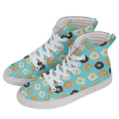 Donuts Pattern With Bites Bright Pastel Blue And Brown Men s Hi-top Skate Sneakers by genx