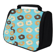 Donuts Pattern With Bites Bright Pastel Blue And Brown Full Print Travel Pouch (small) by genx