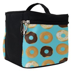 Donuts Pattern With Bites Bright Pastel Blue And Brown Make Up Travel Bag (small) by genx