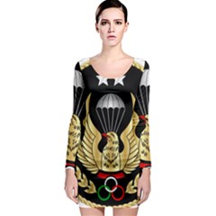 Iranian Army Parachutist Freefall Master 2nd Class Badge Long Sleeve Bodycon Dress by abbeyz71