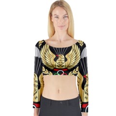 Iranian Army Parachutist Freefall Master 2nd Class Badge Long Sleeve Crop Top by abbeyz71