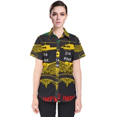 Iranian Army Aviation Bell 214 Helicopter Pilot Chest Badge Women s Short Sleeve Shirt