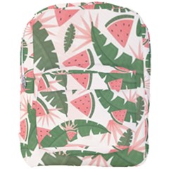 Tropical Watermelon Leaves Pink And Green Jungle Leaves Retro Hawaiian Style Full Print Backpack by genx