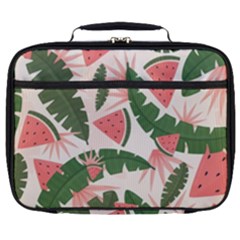 Tropical Watermelon Leaves Pink And Green Jungle Leaves Retro Hawaiian Style Full Print Lunch Bag by genx