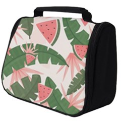 Tropical Watermelon Leaves Pink And Green Jungle Leaves Retro Hawaiian Style Full Print Travel Pouch (big) by genx