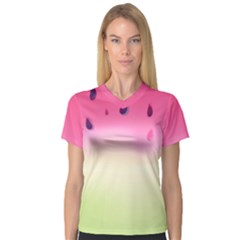 Watermelon Pastel Gradient Pink Watermelon Pastel Gradient V-neck Sport Mesh Tee