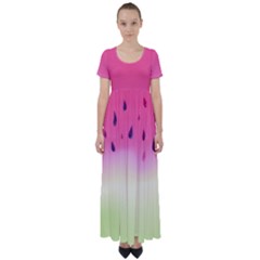 Watermelon Pastel Gradient Pink Watermelon Pastel Gradient High Waist Short Sleeve Maxi Dress by genx