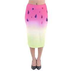 Watermelon Pastel Gradient Pink Watermelon Pastel Gradient Velvet Midi Pencil Skirt by genx