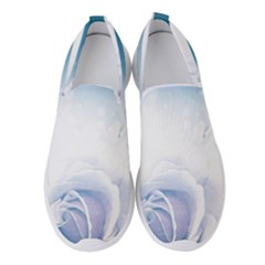 Beautiful Floral Design In Soft Blue Colors Women s Slip On Sneakers by FantasyWorld7