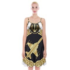 Iranian Air Force F-5 Fighter Pilot Wing Spaghetti Strap Velvet Dress