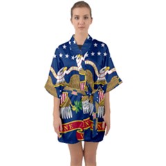 Flag Of The 20th Maine Volunteer Infantry Regiment Quarter Sleeve Kimono Robe by abbeyz71