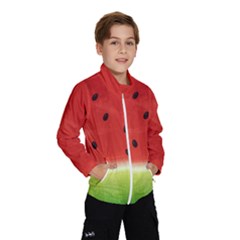Juicy Paint Texture Watermelon Red And Green Watercolor Kids  Windbreaker by genx