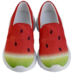 Juicy Paint Texture Watermelon Red And Green Watercolor Kids  Lightweight Slip Ons by genx