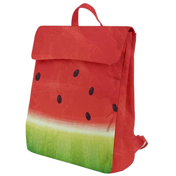 Juicy Paint texture Watermelon red and green watercolor Flap Top Backpack