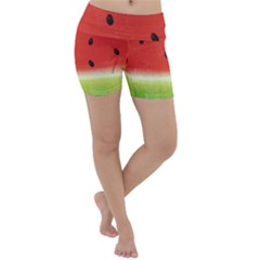 Juicy Paint Texture Watermelon Red And Green Watercolor Lightweight Velour Yoga Shorts by genx