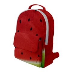 Juicy Paint Texture Watermelon Red And Green Watercolor Flap Pocket Backpack (large) by genx