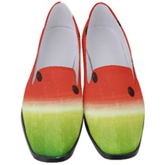 Juicy Paint Texture Watermelon Red And Green Watercolor Women s Classic Loafer Heels by genx