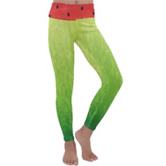 Juicy Paint Texture Watermelon Red And Green Watercolor Kids  Lightweight Velour Classic Yoga Leggings by genx