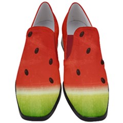 Juicy Paint Texture Watermelon Red And Green Watercolor Slip On Heel Loafers by genx
