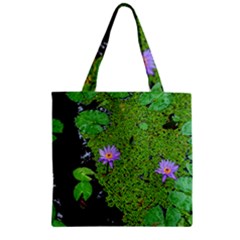 Lily Pond Zipper Grocery Tote Bag by okhismakingart