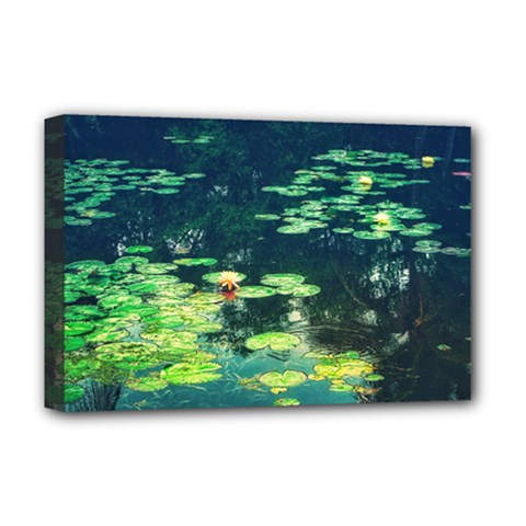 Lily Pond Ii Deluxe Canvas 18  X 12  (stretched) by okhismakingart