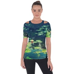 Lily Pond Ii Shoulder Cut Out Short Sleeve Top by okhismakingart